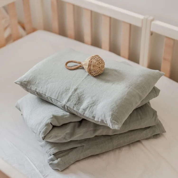 Newborn Antiallergic Neutral Stone Washed French Flax Linen Baby Fitted Crib Sheets Cot Sheet Soft Kid Bedding Set