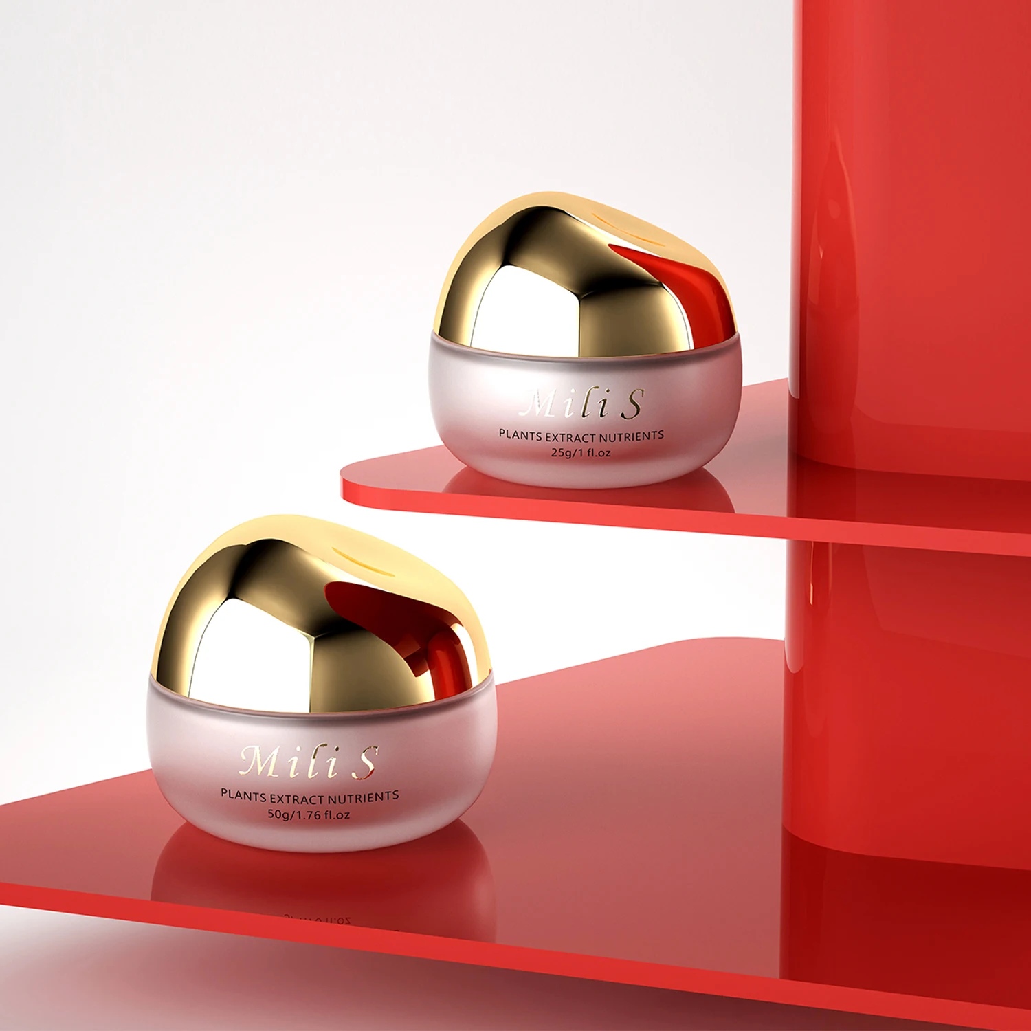 25g 50g 100g Eco Friendly Double Wall Cosmetic Container Face Cream Packaging Glass Jar With Plastic Lid