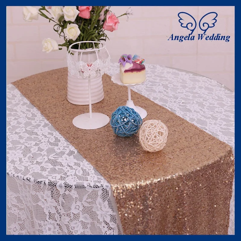 RU009K1 Good quality many colors available heavy beaded antique gold sequin table runners