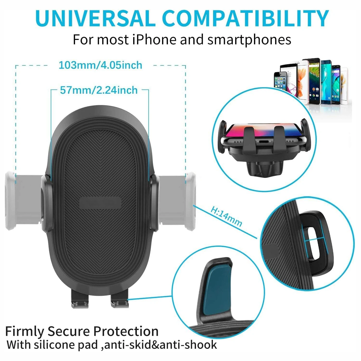 Car Phone Holder Dashboard Windscreen Sturdy Suction Cup Phone Mount 360 Degrees Freely Rotation Stable Strong Suction Car Mount