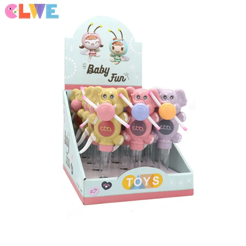 Good quality ABS plastic animal toy candy surprise gift for kids luminous Light up elephant hand fan candy toy