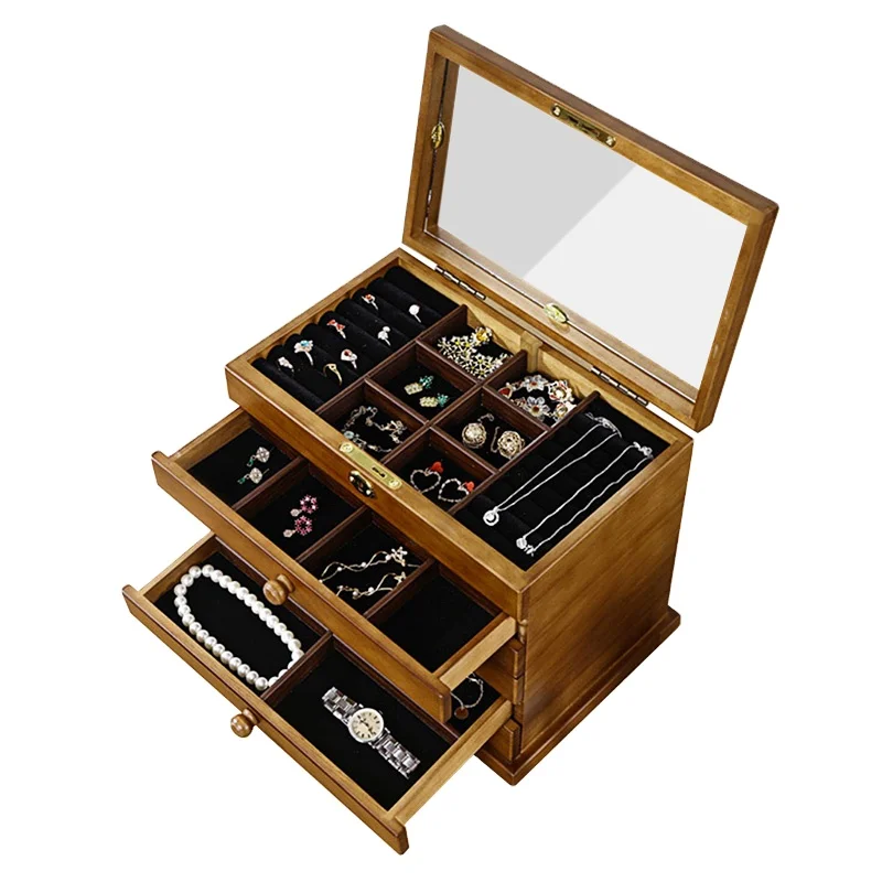 
Hot sale pine storage case reusable wooden stash jewellery box for with lock 