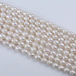 Hot Sale Natural Pearls White 8-9mm Rice Pearls Freshwater Pearl Strings Wholesale
