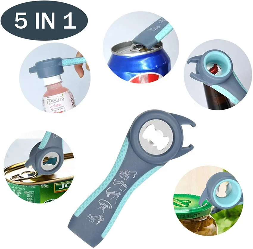 Top Selling Kitchen Accessories Tools 2 Packs 4 In 1 Plastic Jar Can Opener 5 In 1 Bottle Opener Beer Opener