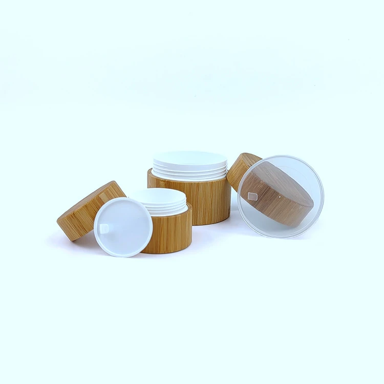 10ml 15ml 30ml 50ml 100ml Bamboo Plastic Jar With Bamboo Cover For Cream Packaging