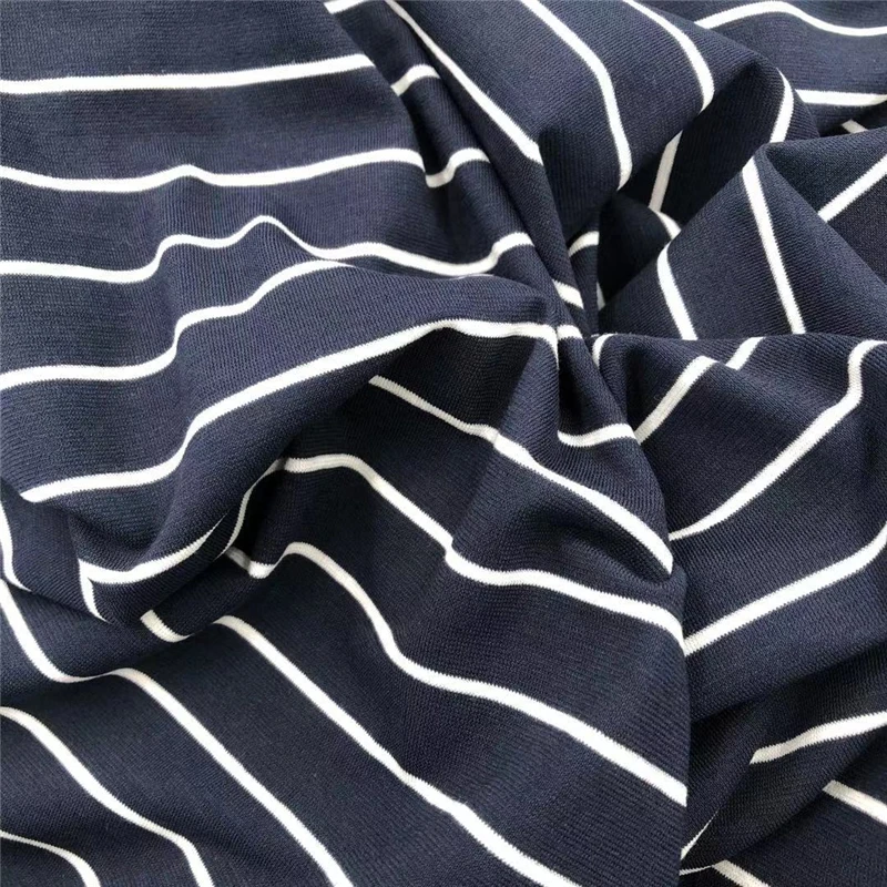95%Combed Cotton 5%Spandex Yarn Dyed Stripe High Twist  Jersey fabric with Stretch