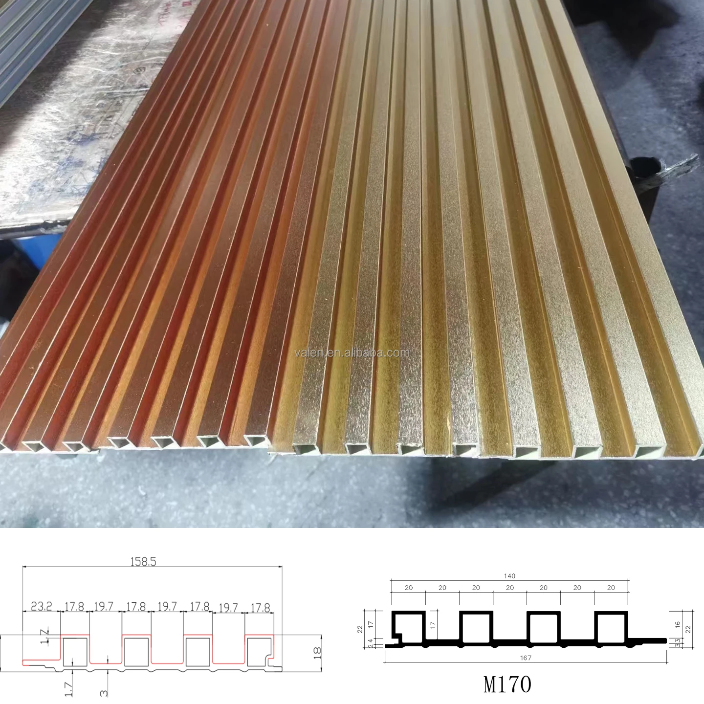 Easy Install Waterproof Price PVC Cladding WPC Marble Wood Shimmer Color Decorative Wall Panels Wall Interior Fluted Wall Panel