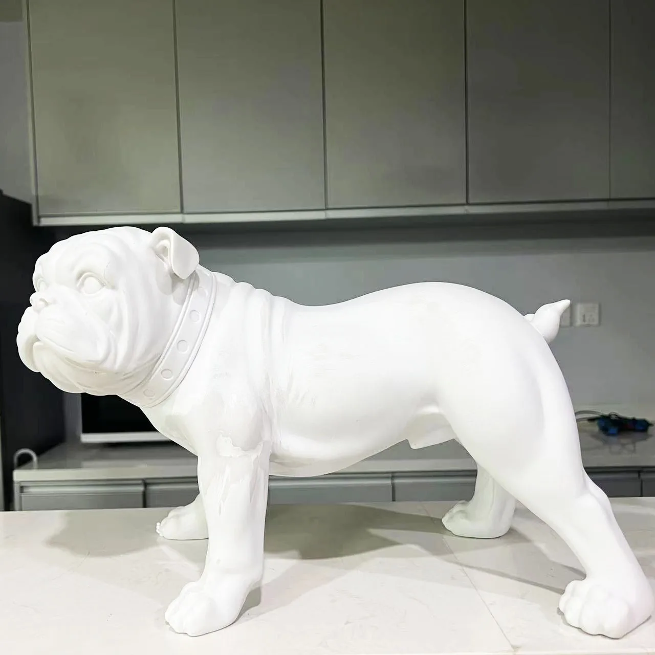 Big Sale Cheap Price Resin Crafts White Bulldog ornaments DIY Dog Sculpture Animal Statue