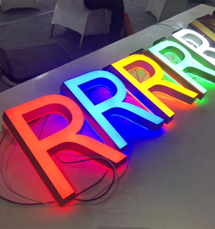 Outdoor door advertising sign acrylic letters LED stainless steel door sign outdoor neon three-dimensional luminous letters