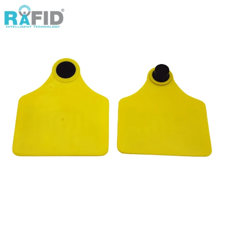 RAFID High Quality  livestock smart qr code rfid electronic ear tag  lf hf uhf rfid animal reusable ear tag em4305 chip