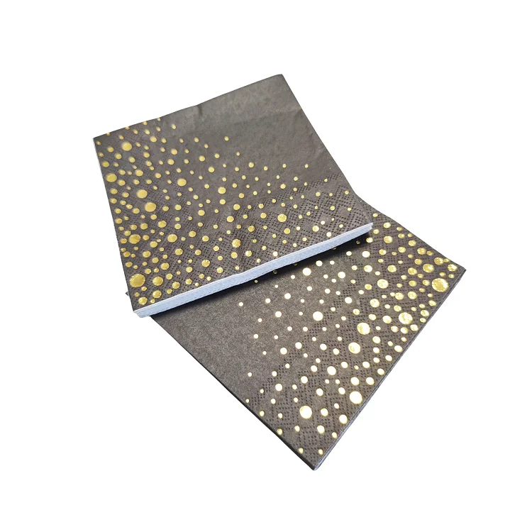 Custom Logo Printed Colored Paper Napkins & Serviettes Dinner Cocktail Elegant Gold Foil Paper Napkins
