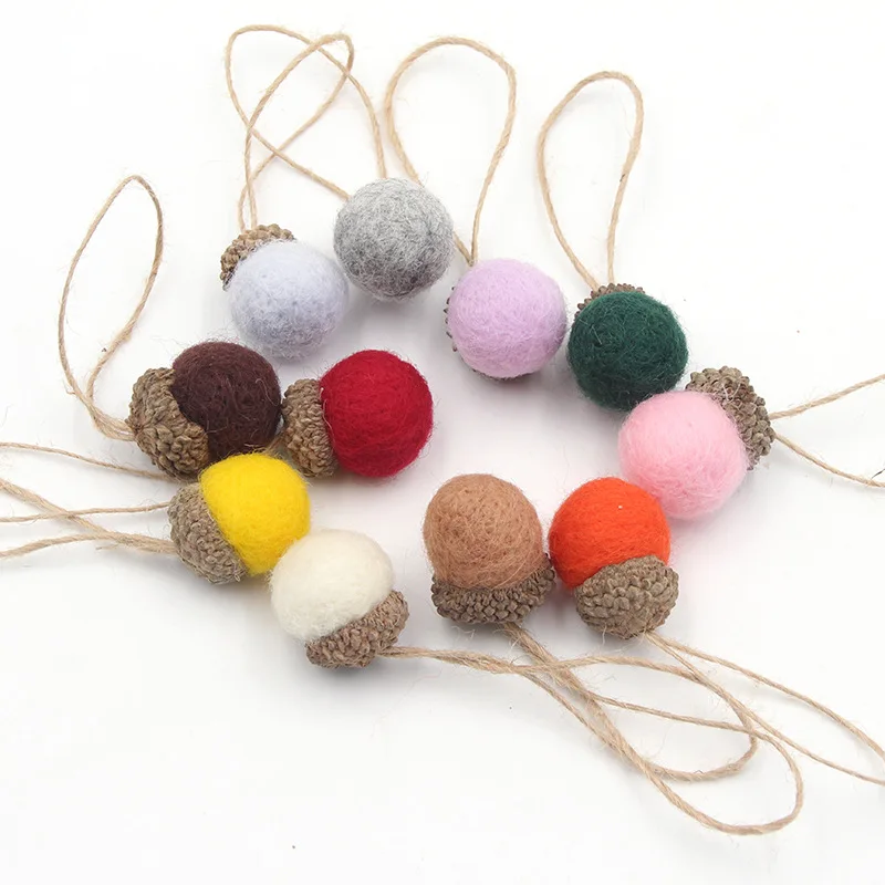 Christmas Decoration Diy Pendant Wool Felt Pine Tree Tower Ball Pinecone Oak Fruit Wreath Hazelnut Accessories