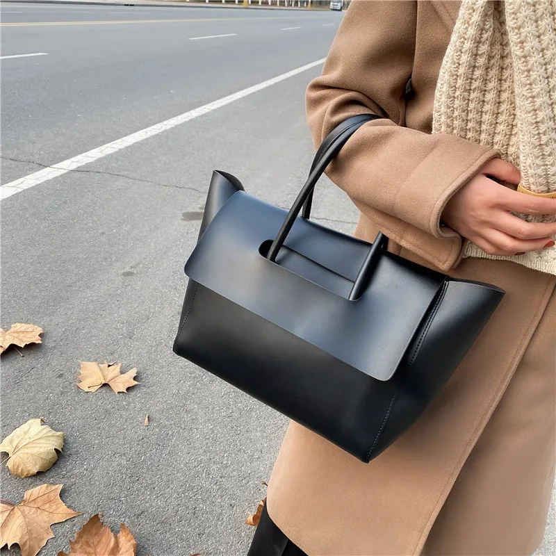 Amazon Simple Solid Color Tote Bag Ladies Custom Pattern Logo Handbag Fashion Casual One-shoulder Bag