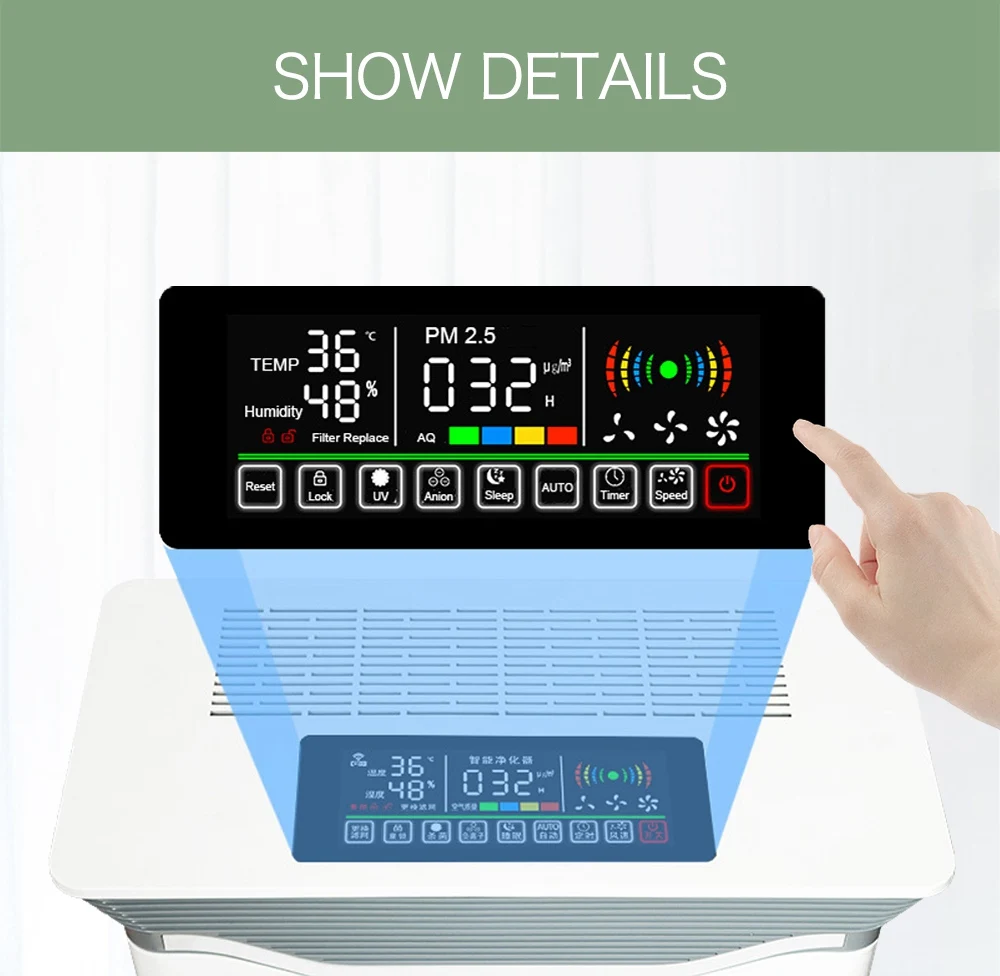 
2021 air purifiers portable pm 25 Negative ion True HEPA Filter Large Flow Rate air purifier for home 