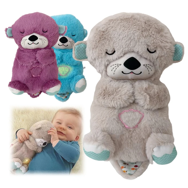 30cm Newborn Sensory Comfortable Soothing Deep Sleep and Playmate Otter Dolls time Breathing Otter With Light And Music