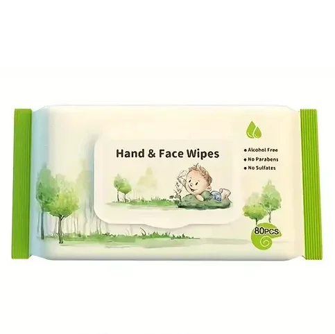 Spunlace Nonwoven Baby Wipes 80pcs Natural Fragrance Free Baby Hand&Mouth Water Wipes