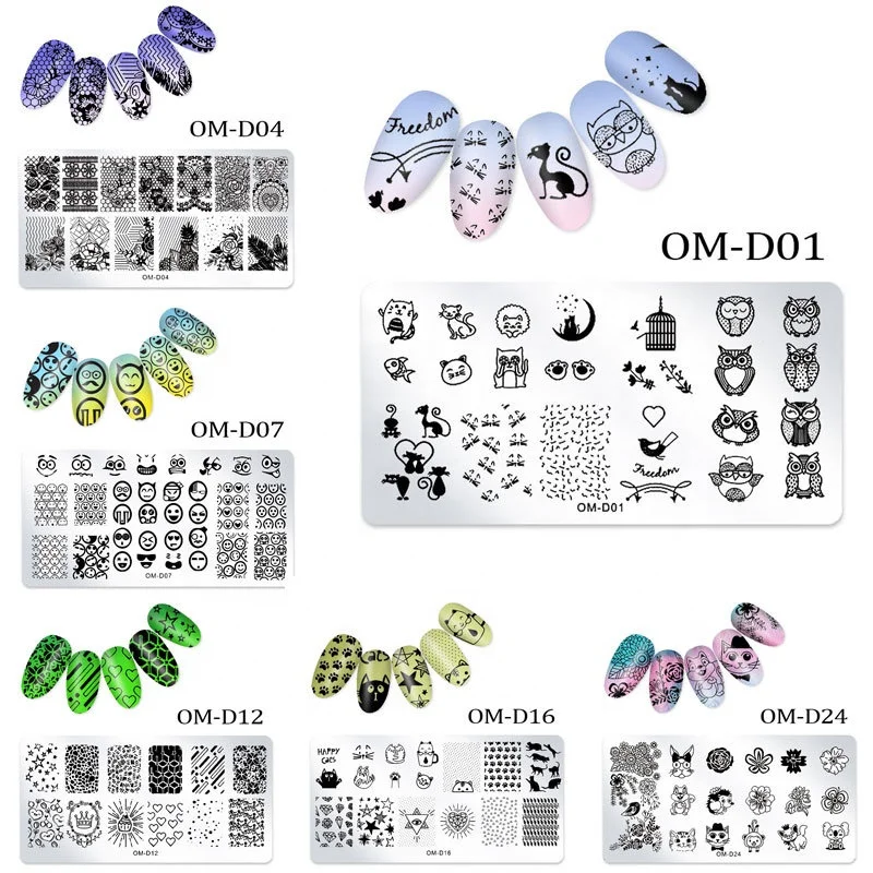Leaves Flower Stripe Design Abstract Lady Face Nail Stamp Templates Leaf Floral Printing Stencil Nail Stamping Plates