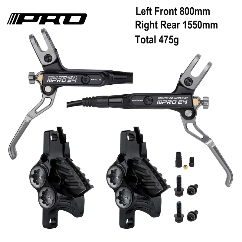 IIIPRO Bicycle Hydraulic Disc Brake 4 Piston MTB Brake Caliper Oil Pressure 800 1550mm Front Rear Brake