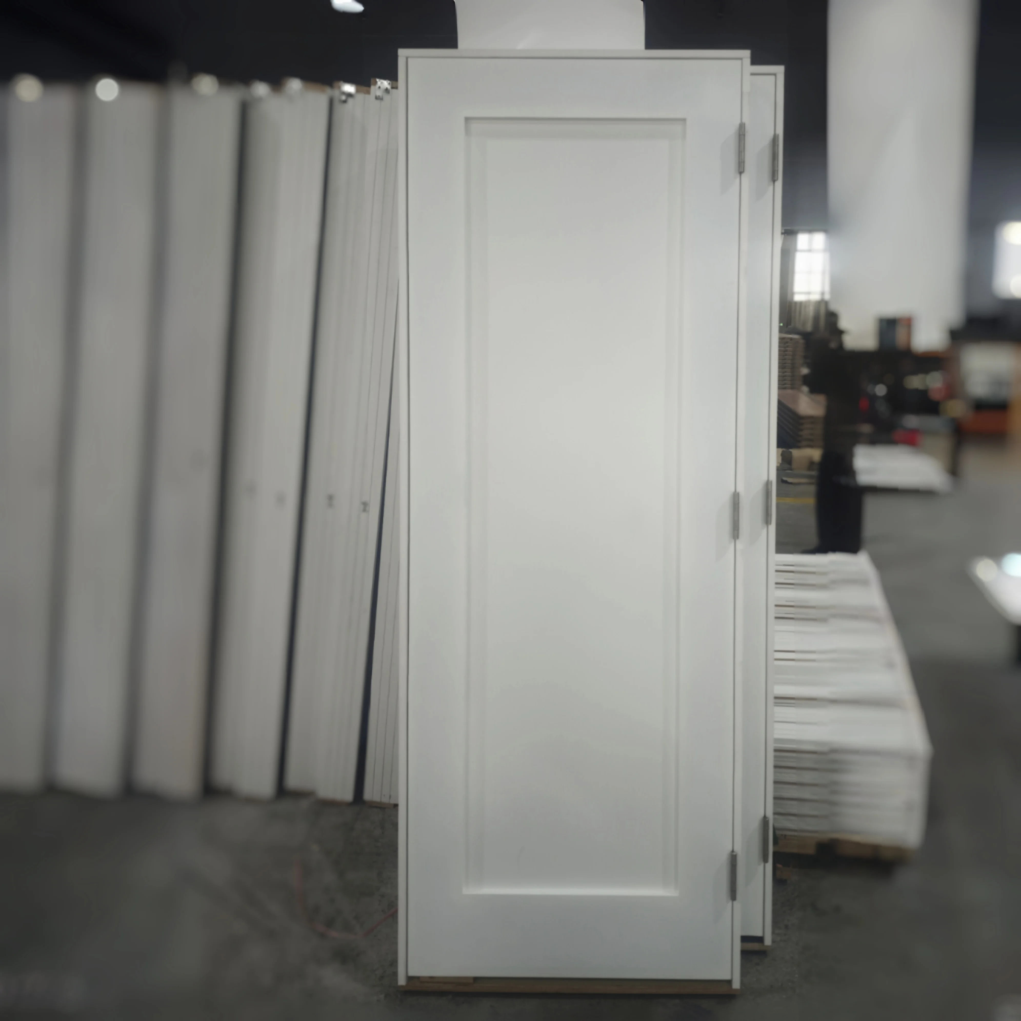 US style modern white primed 1 panel solid core interior wooden MDF shaker doors for apartment