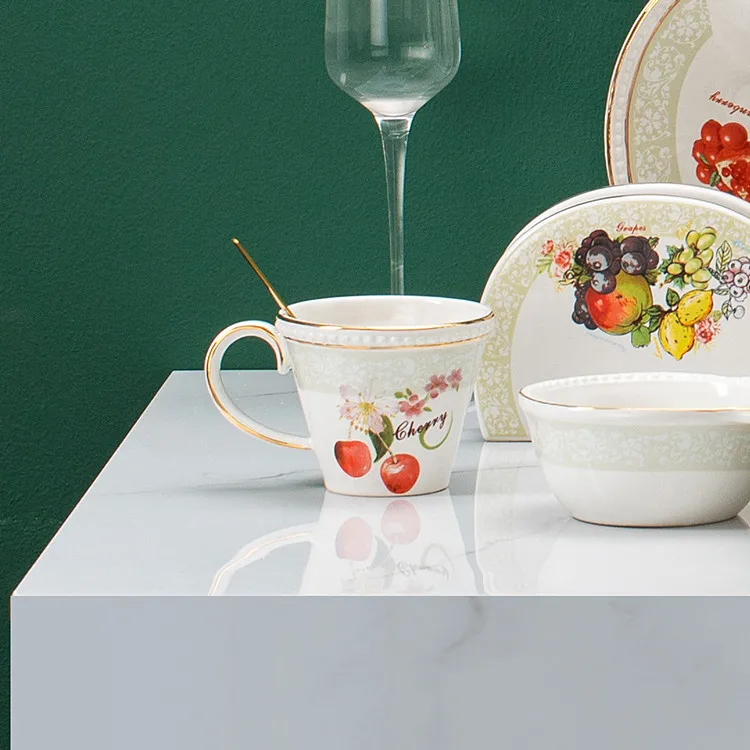 Turkish custom exquisite printed coffee tea milk cups and saucers retro classic ceramic latte cup set