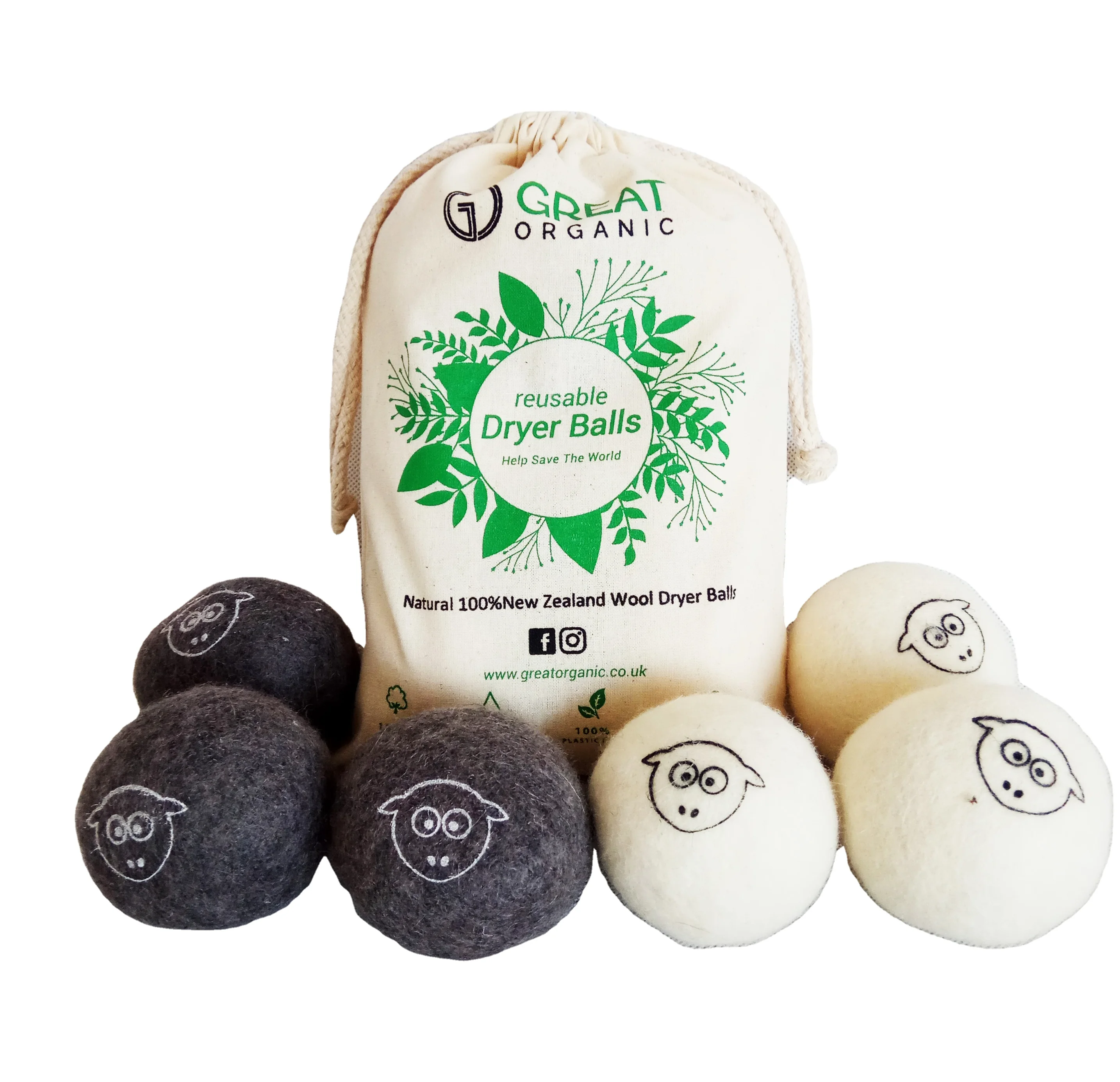 
Eco-Friendly Nepal Made Natural Fabric Softener Handmade 100% Organic Wool Dryer Balls (6 Pack) Natural and Unscented 