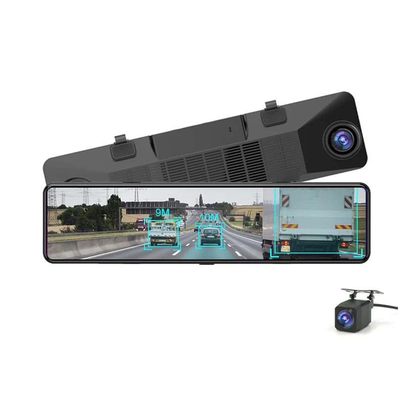 12 inch 4G Car Dvr Dash Cam ADAS Android 8.1 GPS navigator 1080P Dual Lens rear mirror Parking Monitoring