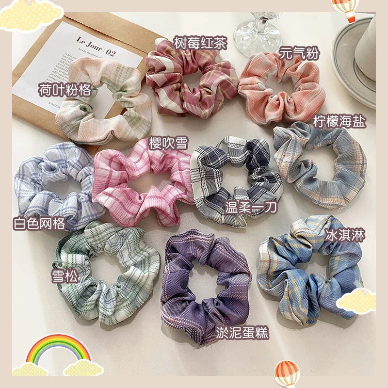 Plaid Hair Tie Ponytail Scrunchies Accessories Little Girls Hair Scrunchies For Children