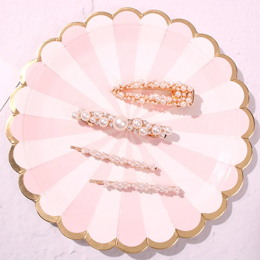 Factory supply Sample Free hair clips gold pearl hair pins for women