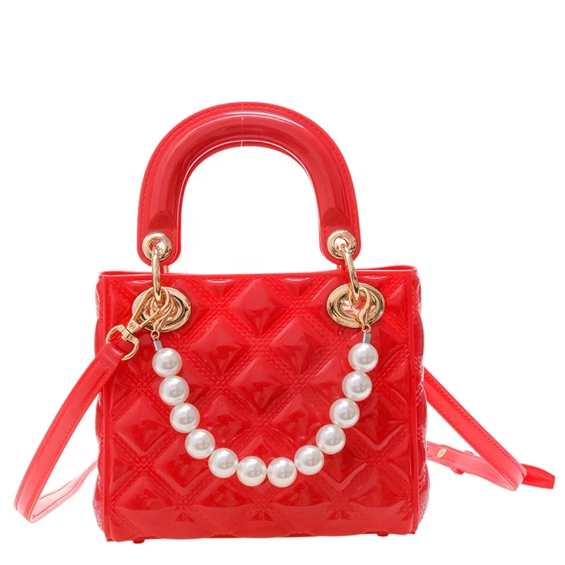 New Style Princess PVC Candy Color Jelly Bag Rhombic Sweety Cute Purse Small Portable Shoulder Handbag For Girls