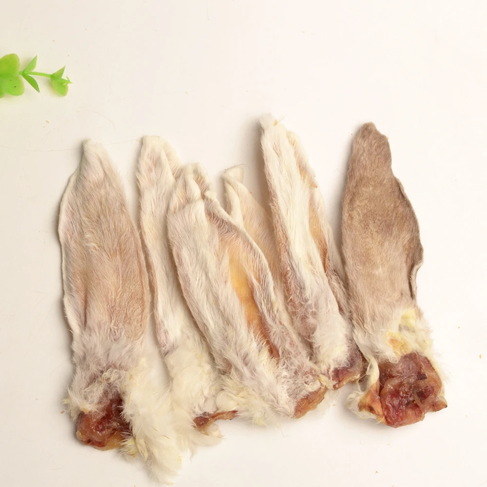 Оптовая продажа с завода сухие уголки для собак натуральные кроличьи уши жевательные