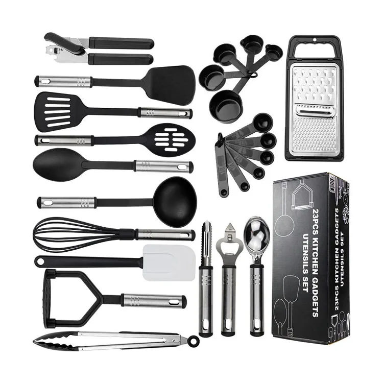 Hot Selling Products In Stock New Silicone Nylon Kitchenware 25 Pieces Set Spot Kitchen Tools Cooking Spoon And Shovel Set