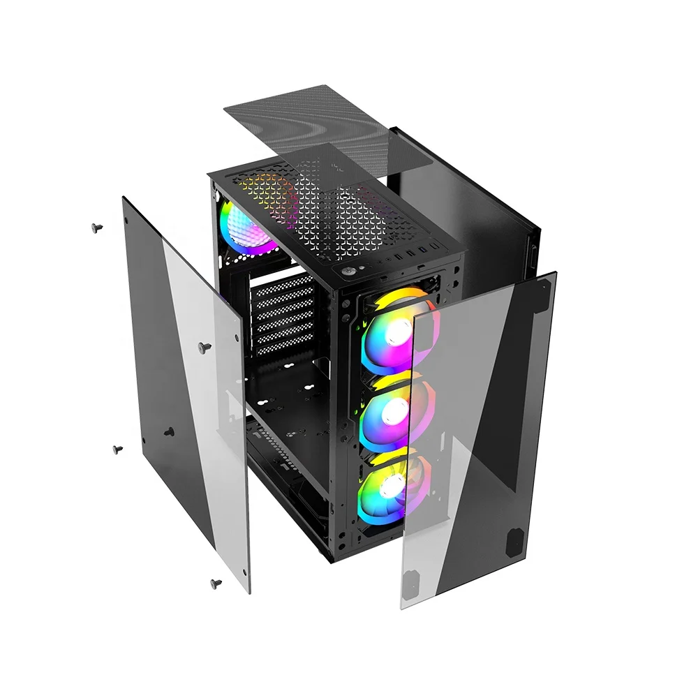  Лидер продаж игровой компьютерный чехол с полным стеклом ATX средней башни для