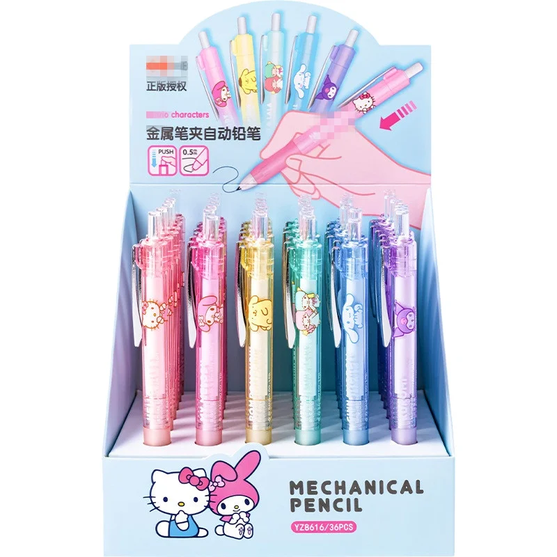 Yubon My Melody cartoon Metal Pen Clip Automatic Pencil Stationery  Cute Kuromi Cartoon Press Writing Pen School Supplies for Ki