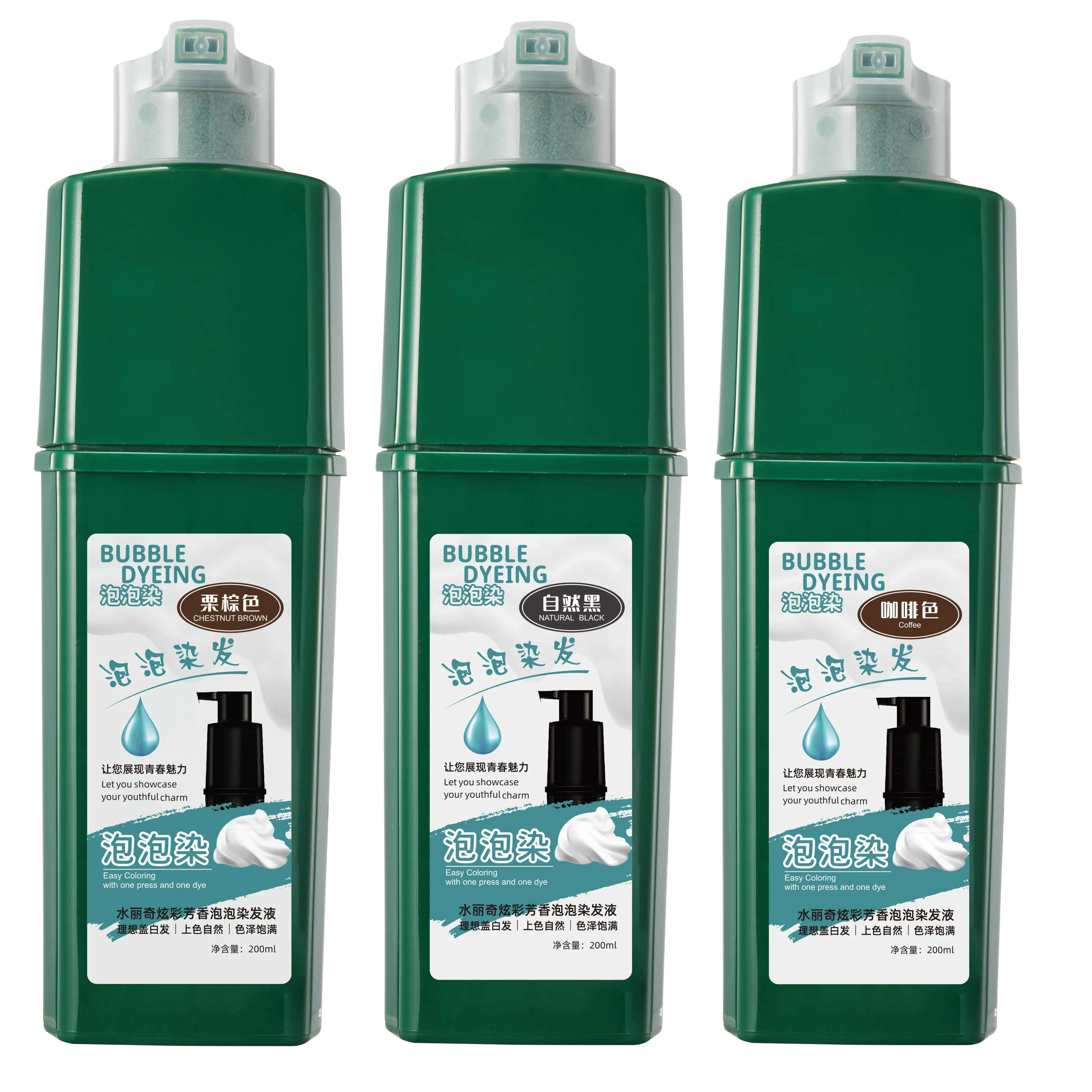 Hot Sale  Eco Friendly Black Color Hair dye Cream Brown Bubble foaming Oem Natural Organic Herbal Hair Dye Shampoo