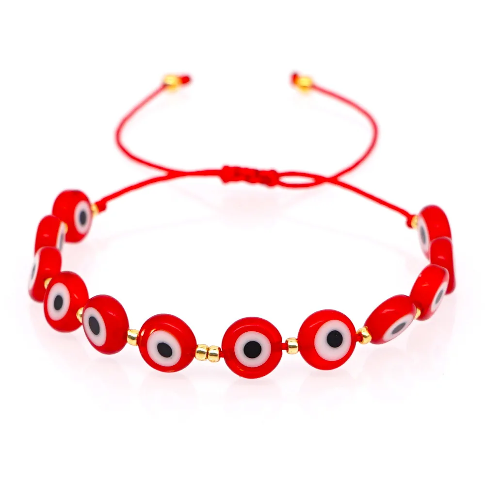 Adjustable Bohemian Evil Eye Shell Bracelet with Seed Beads Woven Braided Rope for Party Wedding or Gift
