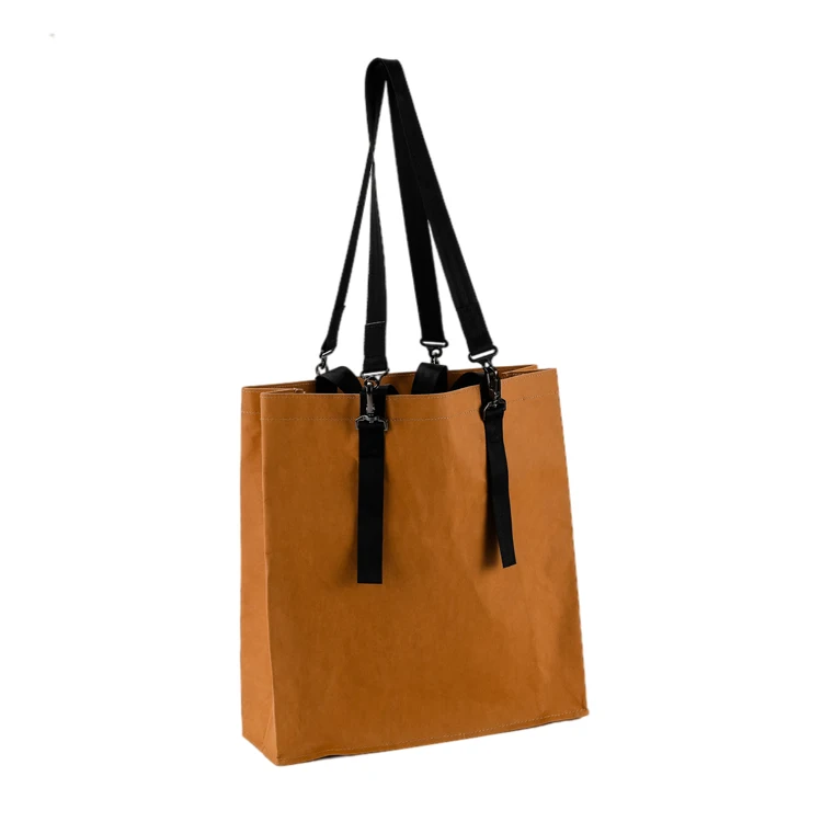 Brown Custom washable kraft Tyvek paper bag Dupont paper shopping bag
