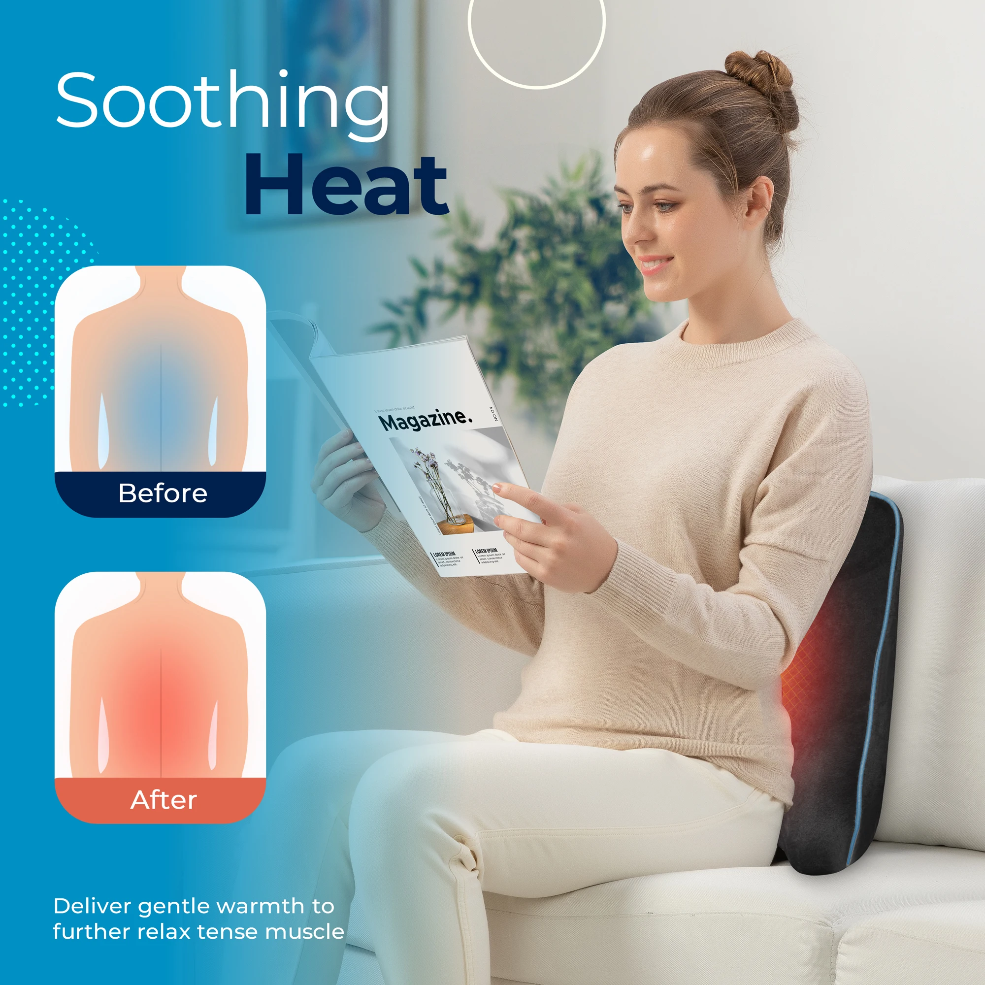 waist lumbar support pillow for chair memory foam with vibration massage and heating function