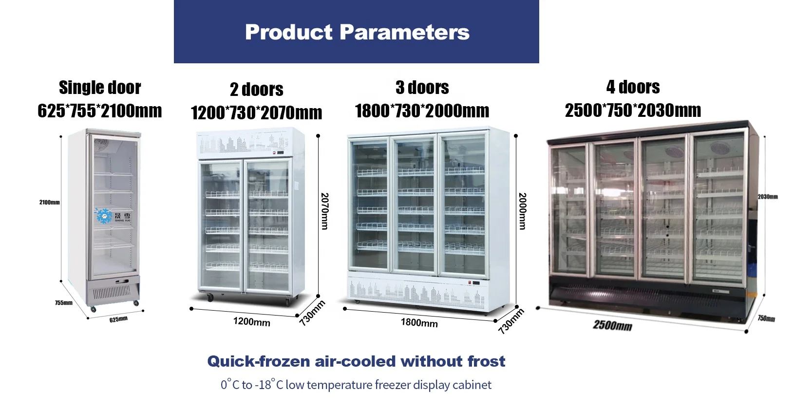 Single Door 400L Ice Cream Display Freezer Super Cool Glass Door Refrigerator Showcase for Frozen Food for Supermarket Use