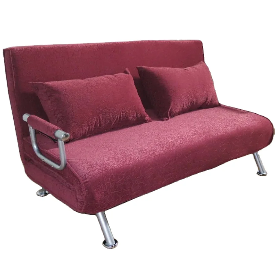 Hot Selling Sleeper Fabric 2 Seater Sofa Chair online Chair With Sofa Bed Leisure Metal Frame Three Folded Pull Out Arms Chair