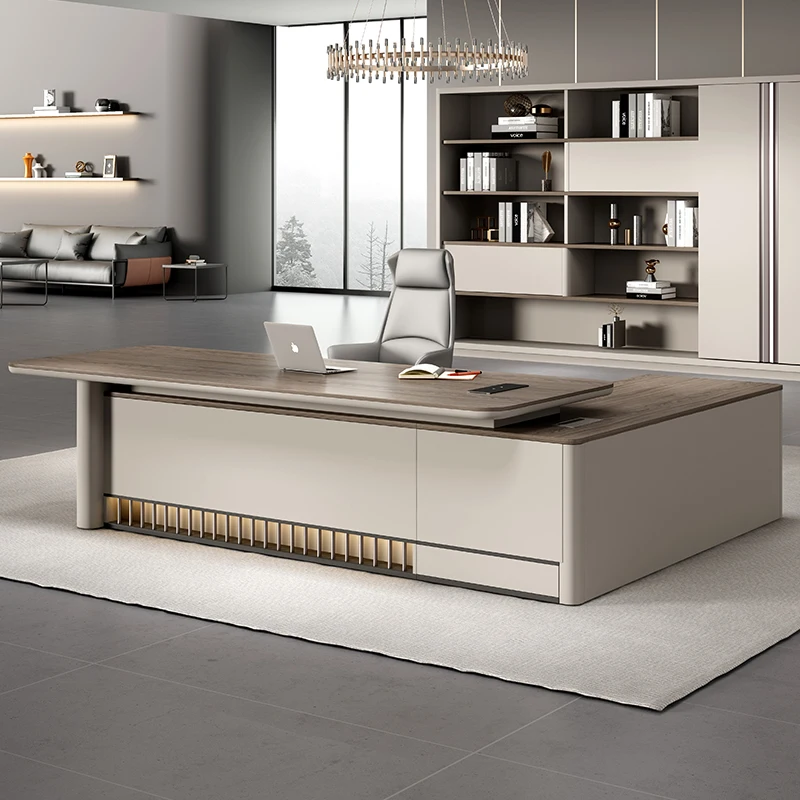 High-End Modern Office Furniture Paint Boss Luxury Manager Desk with Advanced Sensing Simple Style Wooden Table Top