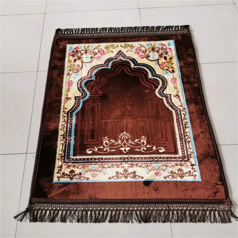Islamic Mats Muslim Prayer Rug Travel Prayer Rugs Soft Silk Velvet Turkish Prayer Mat Praying Carpet