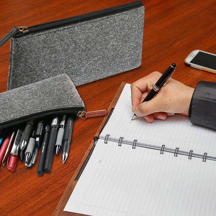 Large Capacity Felt Pencil Case Bag Organizer Pouch Box Holder Tin