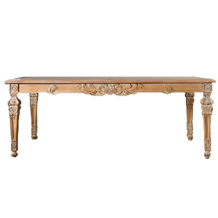 Custom hotel household furniture French antique solid wood carved dining table set luxury