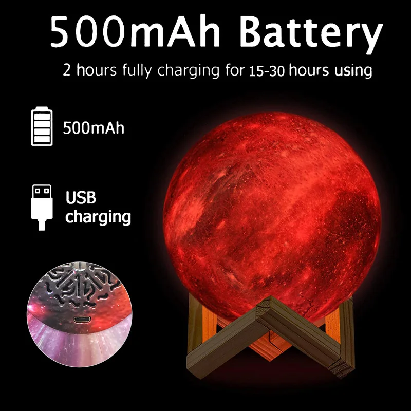 Hot Sale 3D Moon Lamp 16 Colors Moon Light With Remote Control USB Rechargeable LED Night Light Speaker Children Bedside Light
