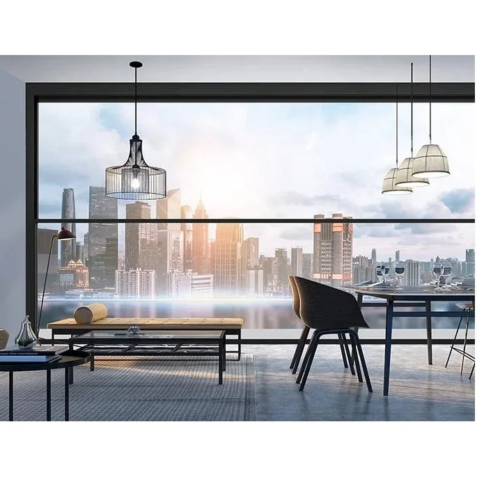 NUOXIN Latest Automatic Balcony Vertical Slide Window Electric Lift Up Double Glass Aluminum Frame Smart Hung Window