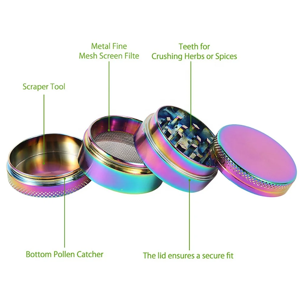 Logo Engraved Metal Herbal Grinder 4 Layers Portable Spice Grinders Rolling Paper Bulk Herb Grinder Wholesale Smoking
