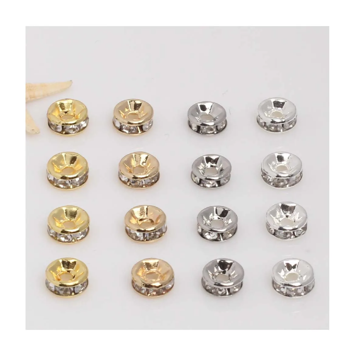14-carat gold-in-gold diamond-embellished beads handmade jewelry diamond ring spacers round wheel spacers beaded beads