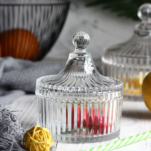 Fashion Factory Glassware Wholesale ramadan candy jar tableware Chocolate Kitchen Storage Jar candle jar with lid