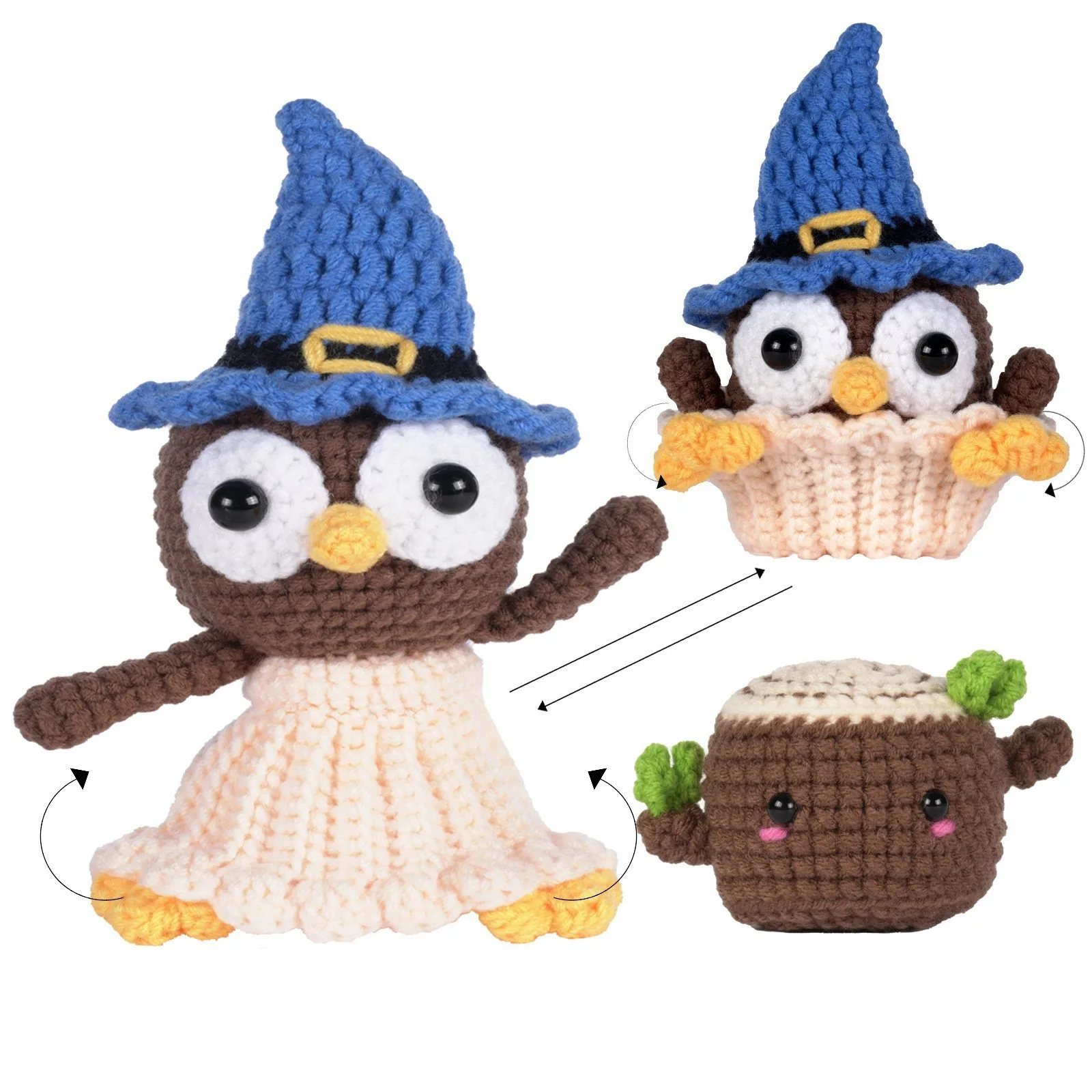 Handmade crochet material bag woven with DIY yarn to make small toy ornaments Halloween style