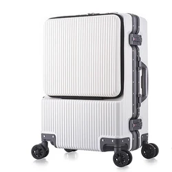Front open cover double open hot luggage custom German Bayer PC aluminum alloy trolley case can board the suitcase